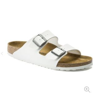 White Birkenstock Buckle Sandals